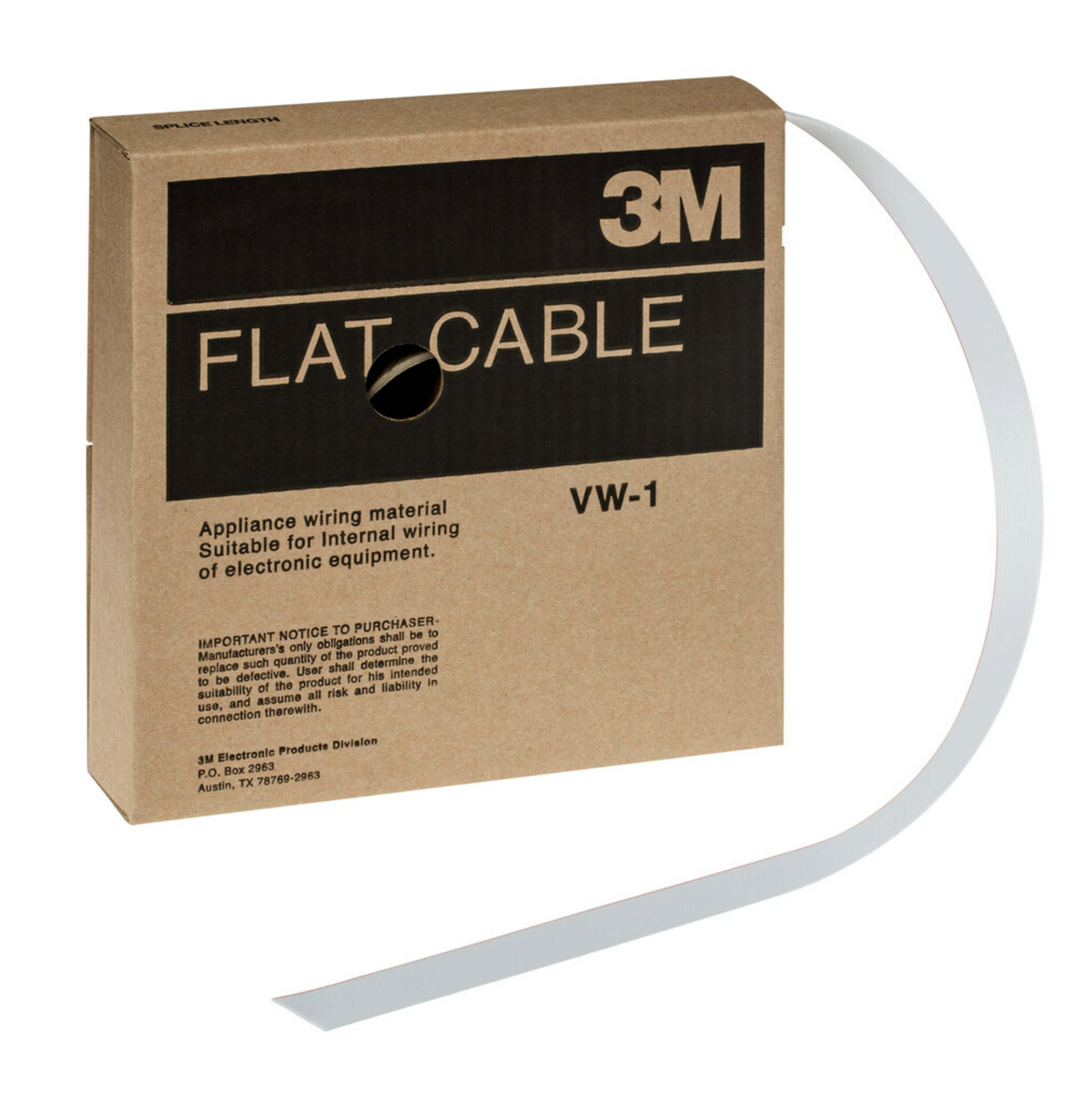 3M 3801 Series Flat Ribbon Cable, 20-Way, 1.27mm Pitch, 100ft Length