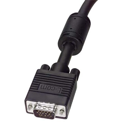 L-Com Male 15 Pin D-sub to Male 15 Pin D-sub SVGA Cable, 10ft Black