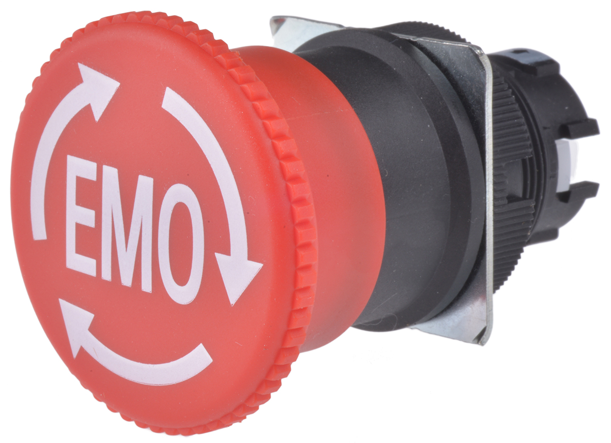 Omron A22E Series Twist Release Emergency Stop Push Button, Panel Mount, 22mm Cutout, 2NC, IP65