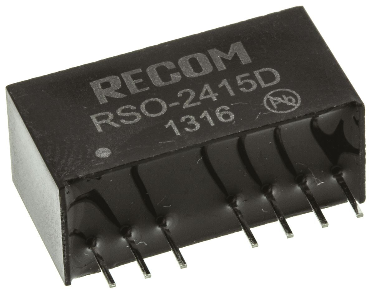 Recom RSO DC-DC Converter, ±15V dc/ ±34mA Output, 18 → 36 V dc Input, 1W, Through Hole, +85°C Max Temp -40°C Min