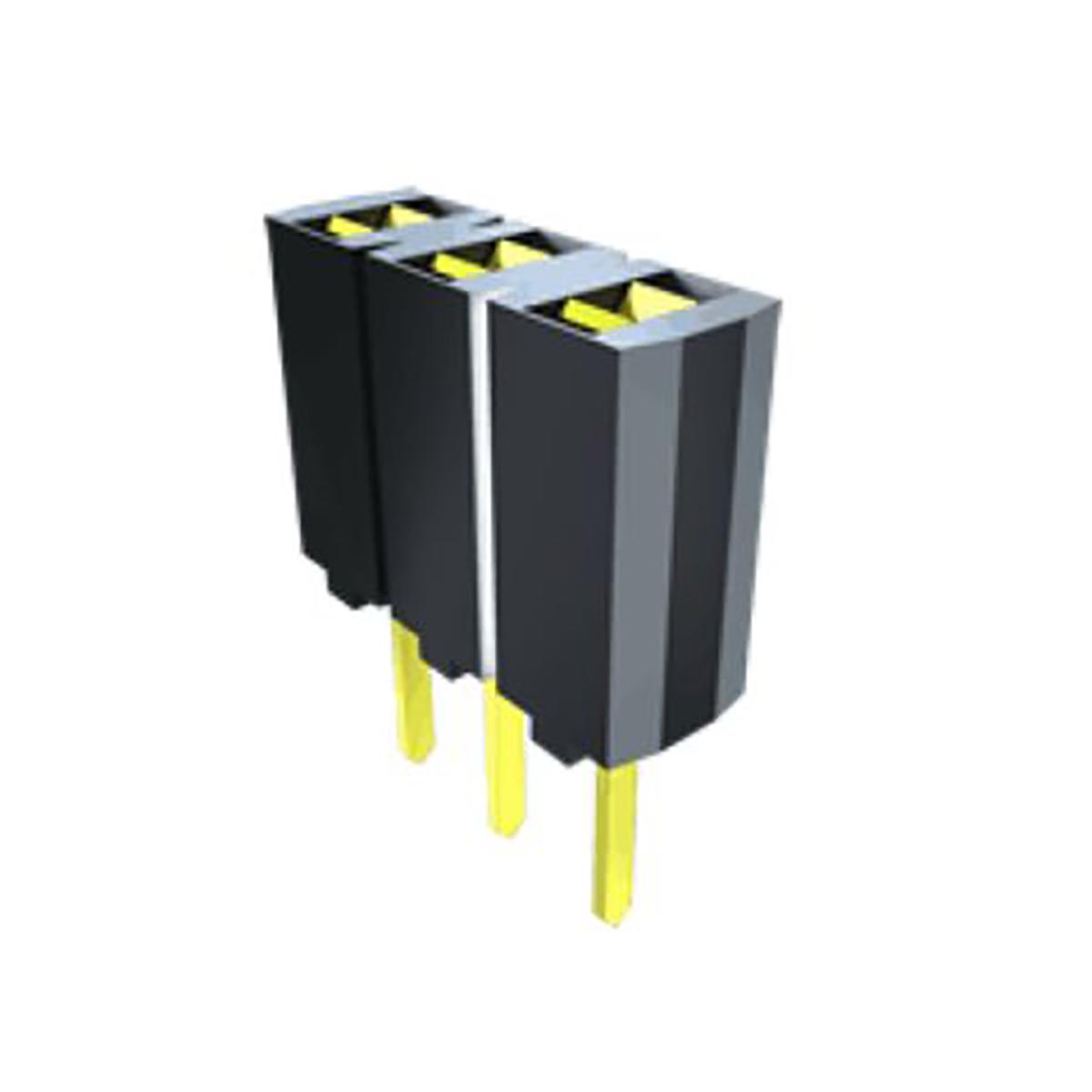 Samtec SSA Series Straight Through Hole Mount PCB Socket, 9-Contact, 1-Row, 2.54mm Pitch, Through Hole Termination