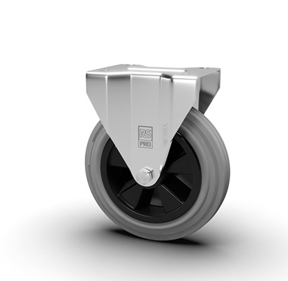 RS PRO Fixed Castor Wheel, 50kg Capacity, 100mm Wheel