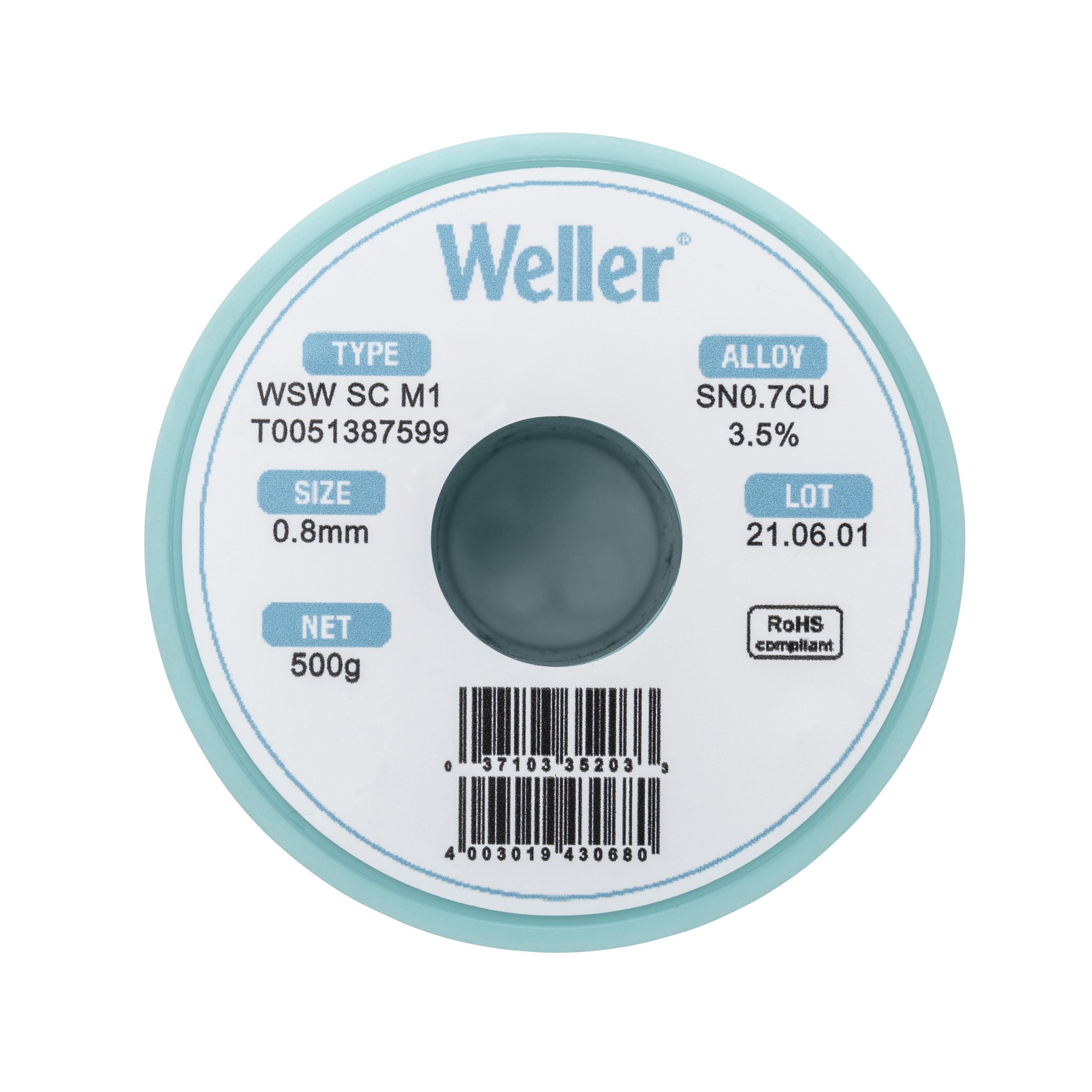 Weller Wire, 0.8mm Lead Free Solder, 228°C Melting Point