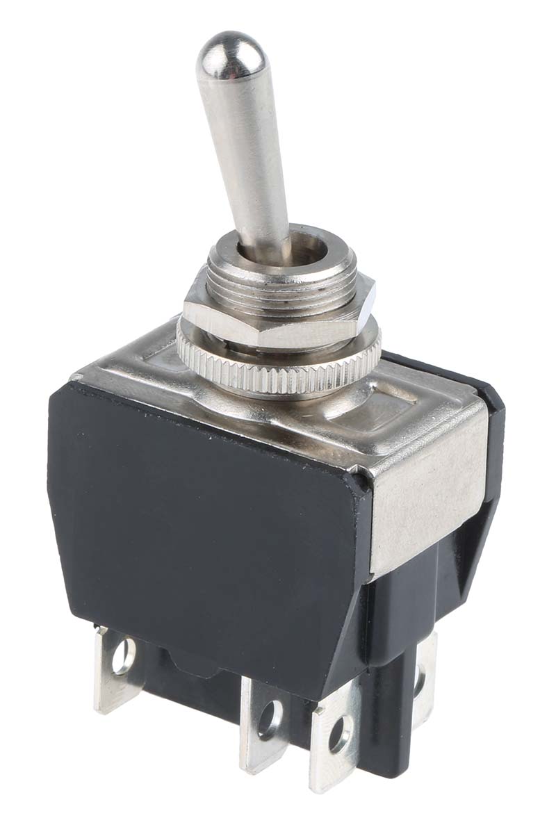 APEM Toggle Switch, Panel Mount, On-On, DPDT, Tab Terminal