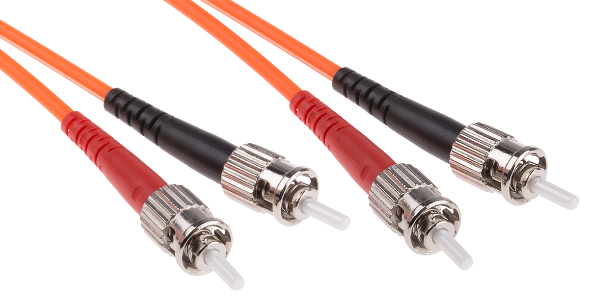 RS PRO ST to ST Duplex Multi Mode OM1 Fibre Optic Cable, 62.5/125μm, Orange, 25m