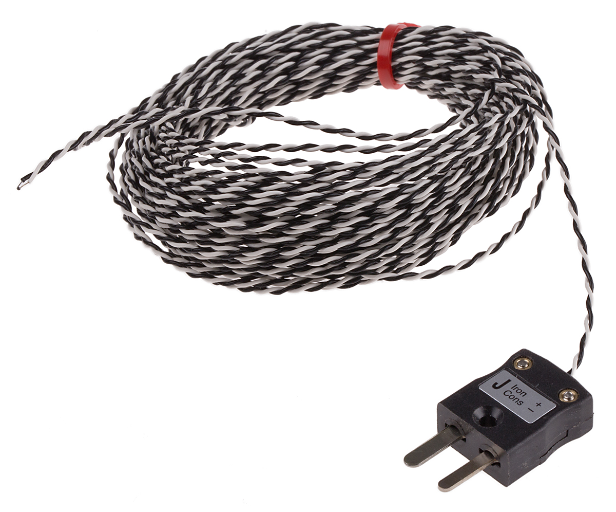 RS PRO Type J Exposed Junction Thermocouple 10m Length, 1/0.2mm Diameter → +260°C
