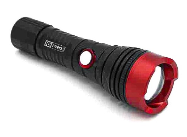 RS PRO LED Torch Black, Red 600 lm, 163 mm