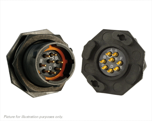 Souriau Sunbank by Eaton, UTS 8 Way Cable Mount MIL Spec Circular Connector Receptacle, Pin Contacts,Shell Size 12,