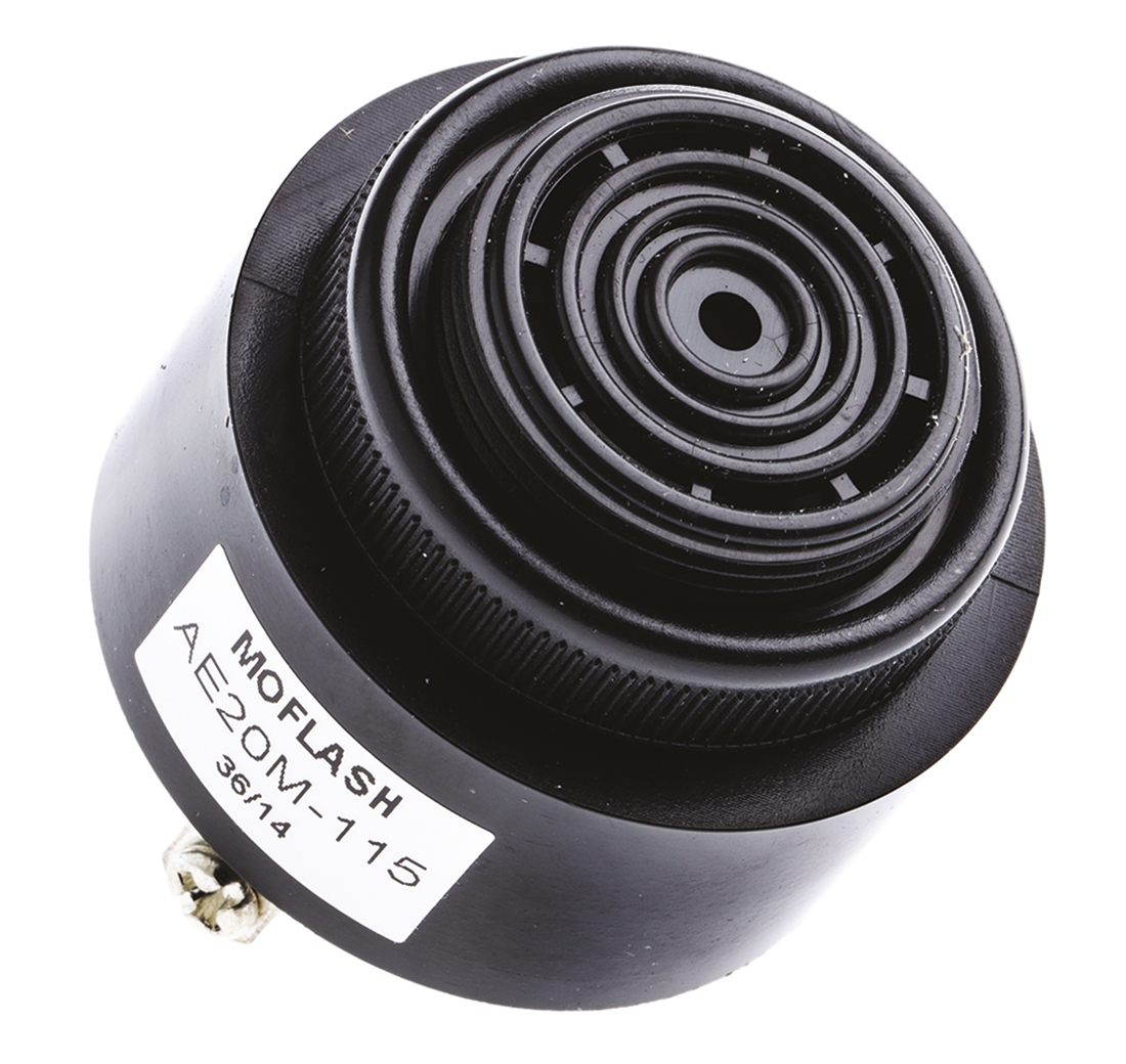 Moflash AE20M Series Panel Mount Buzzer, 115V AC, 95dB at 1 m, IP55, AC, 2-Tone