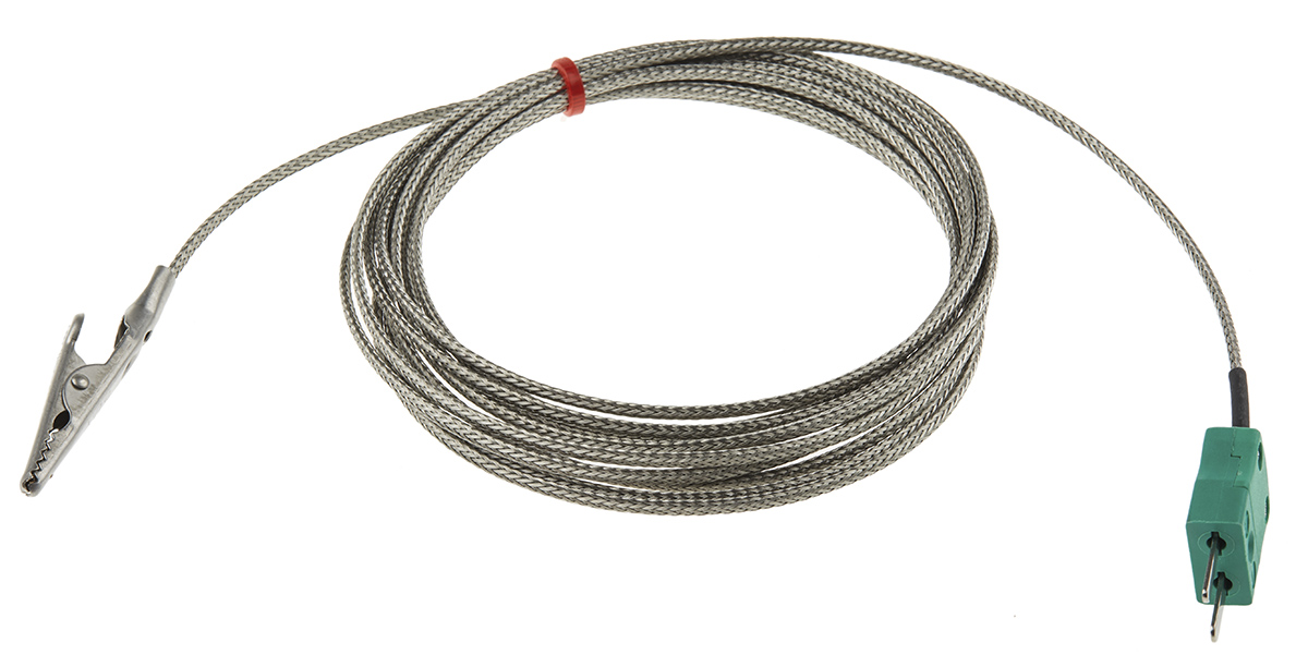 RS PRO Type K Crocodile Clip Thermocouple 3m Length, → +250°C