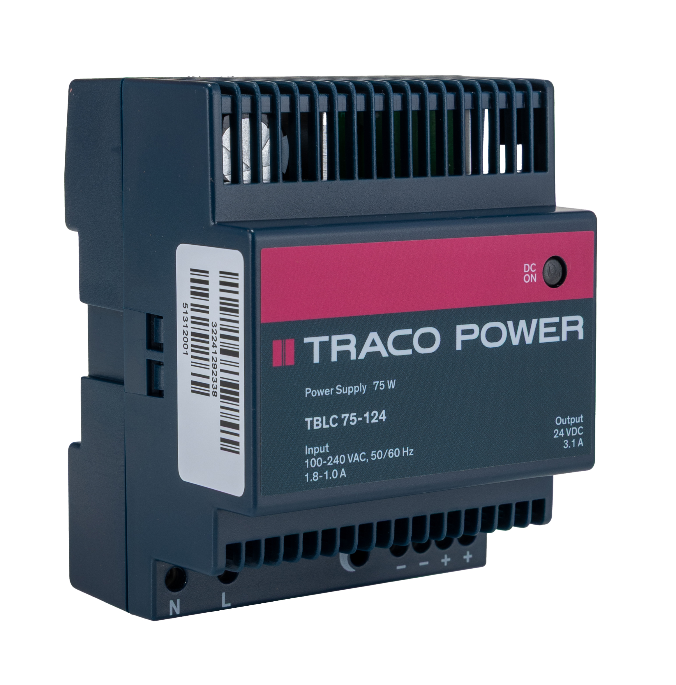 TRACOPOWER TBLC Switched Mode DIN Rail Power Supply, 85 → 264V ac ac Input, 24V dc dc Output, 3.1A Output, 75W