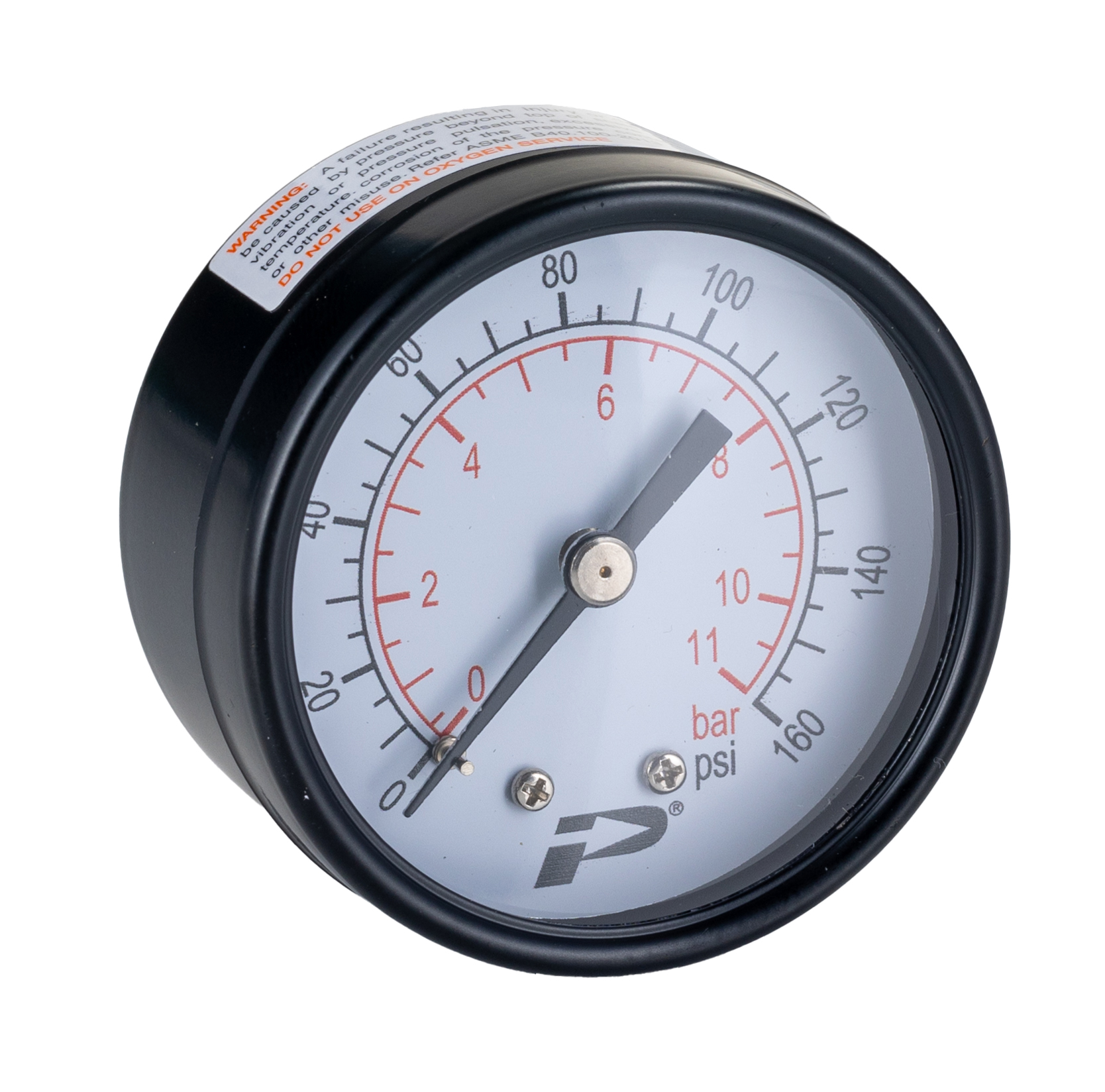 RS PRO BSP 1/4 Analogue Pressure Gauge 160psi Back Entry 50mm Outside Diameter
