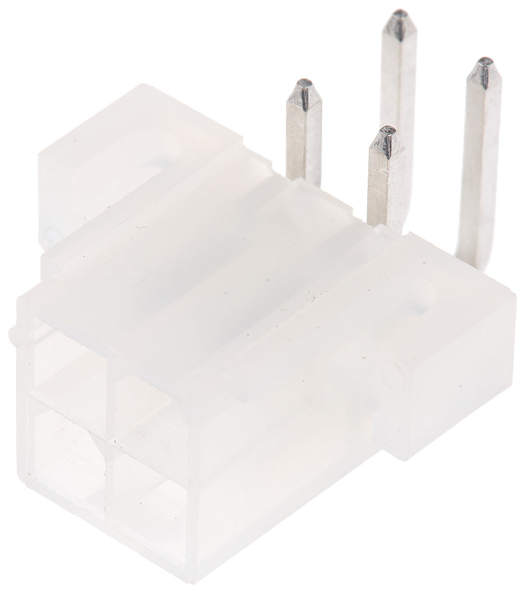 Molex Mini-Fit Jr Series Right Angle Through Hole PCB Header, 4 Contact(s), 4.2 mm Pitch, 2 Row, Shrouded
