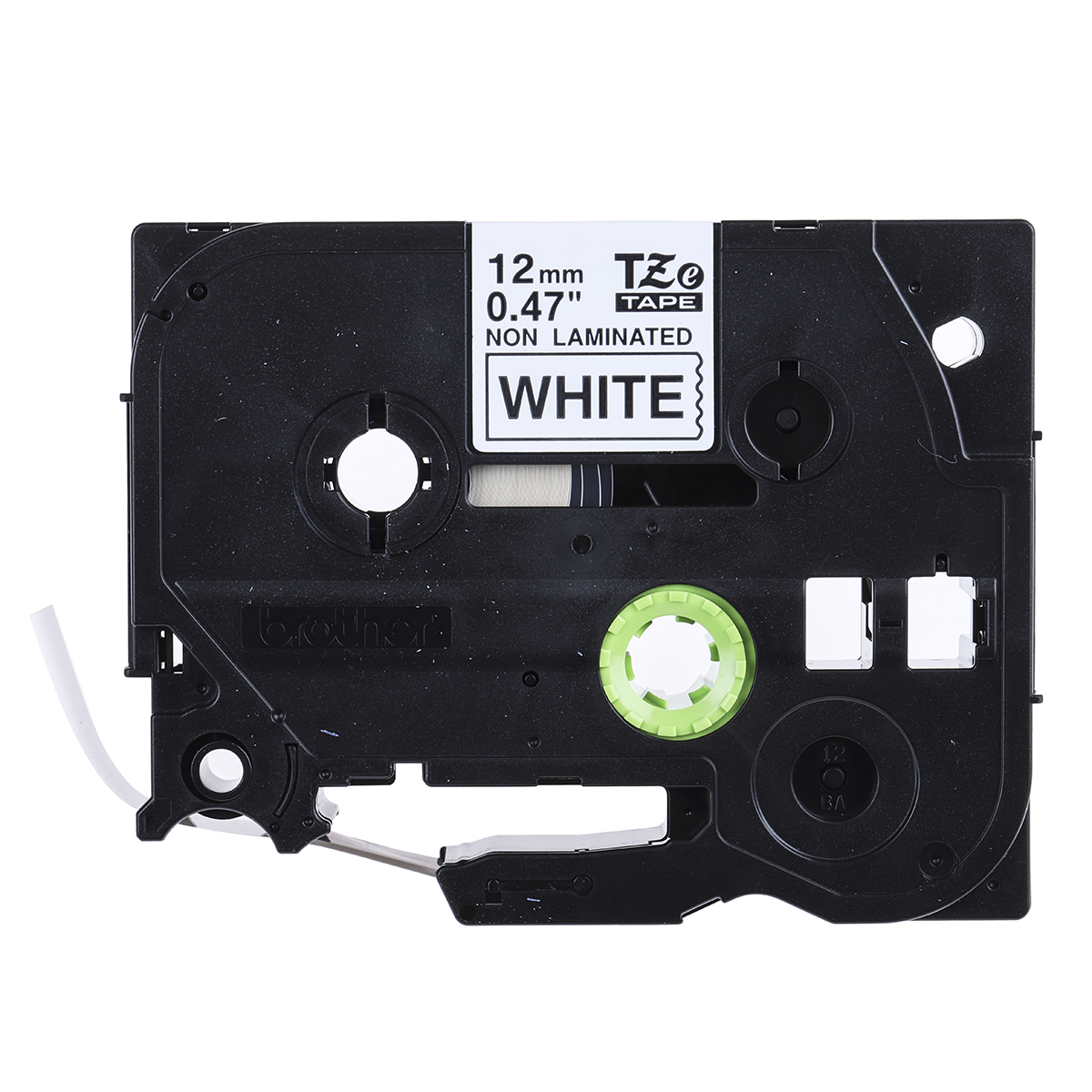 Brother Black on White Label Printer Tape, 8 m Length, 12 mm Width