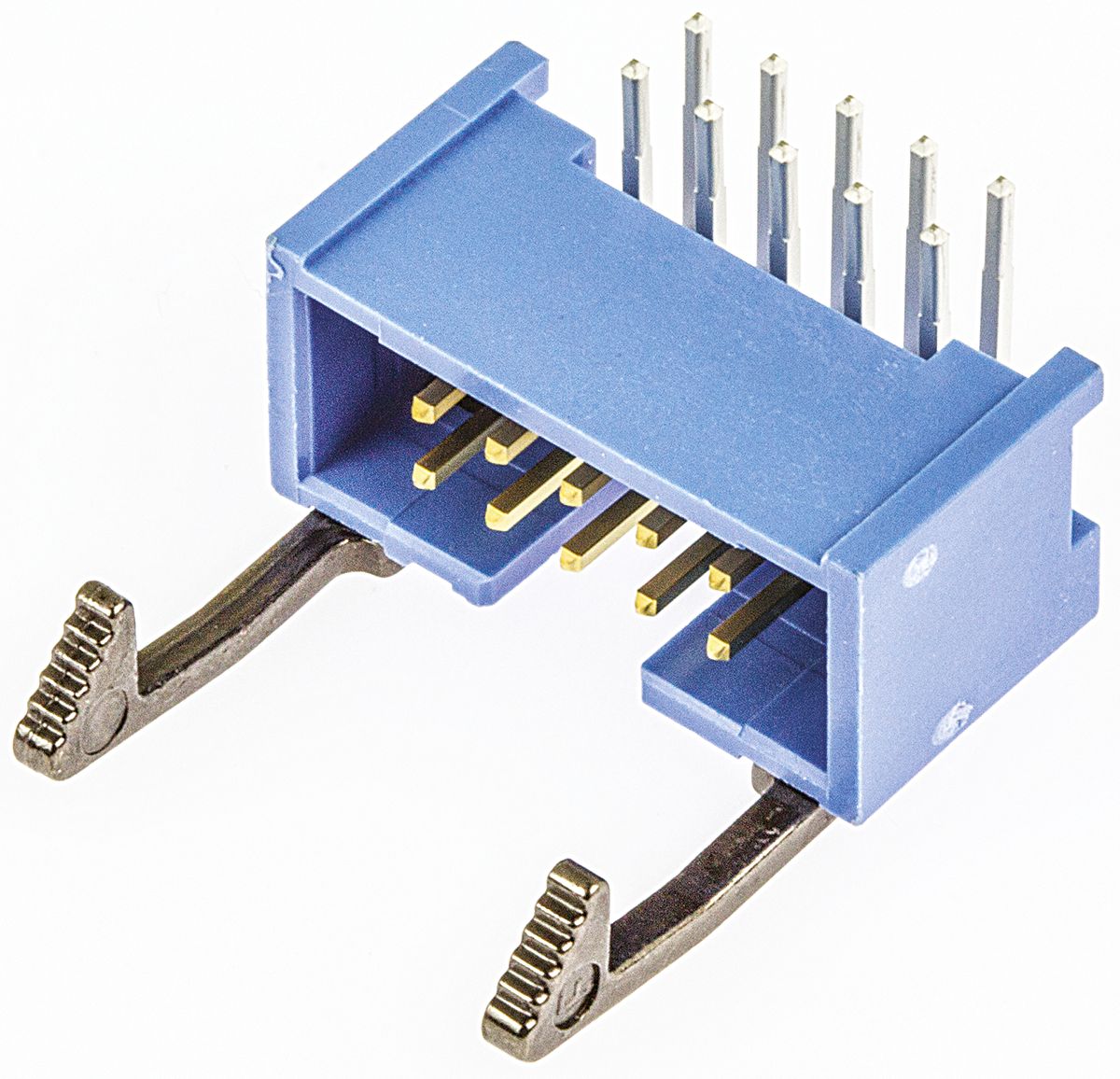TE Connectivity AMP-LATCH Series Right Angle Through Hole PCB Header, 10 Contact(s), 2.54 mm Pitch, 2 Row, Shrouded