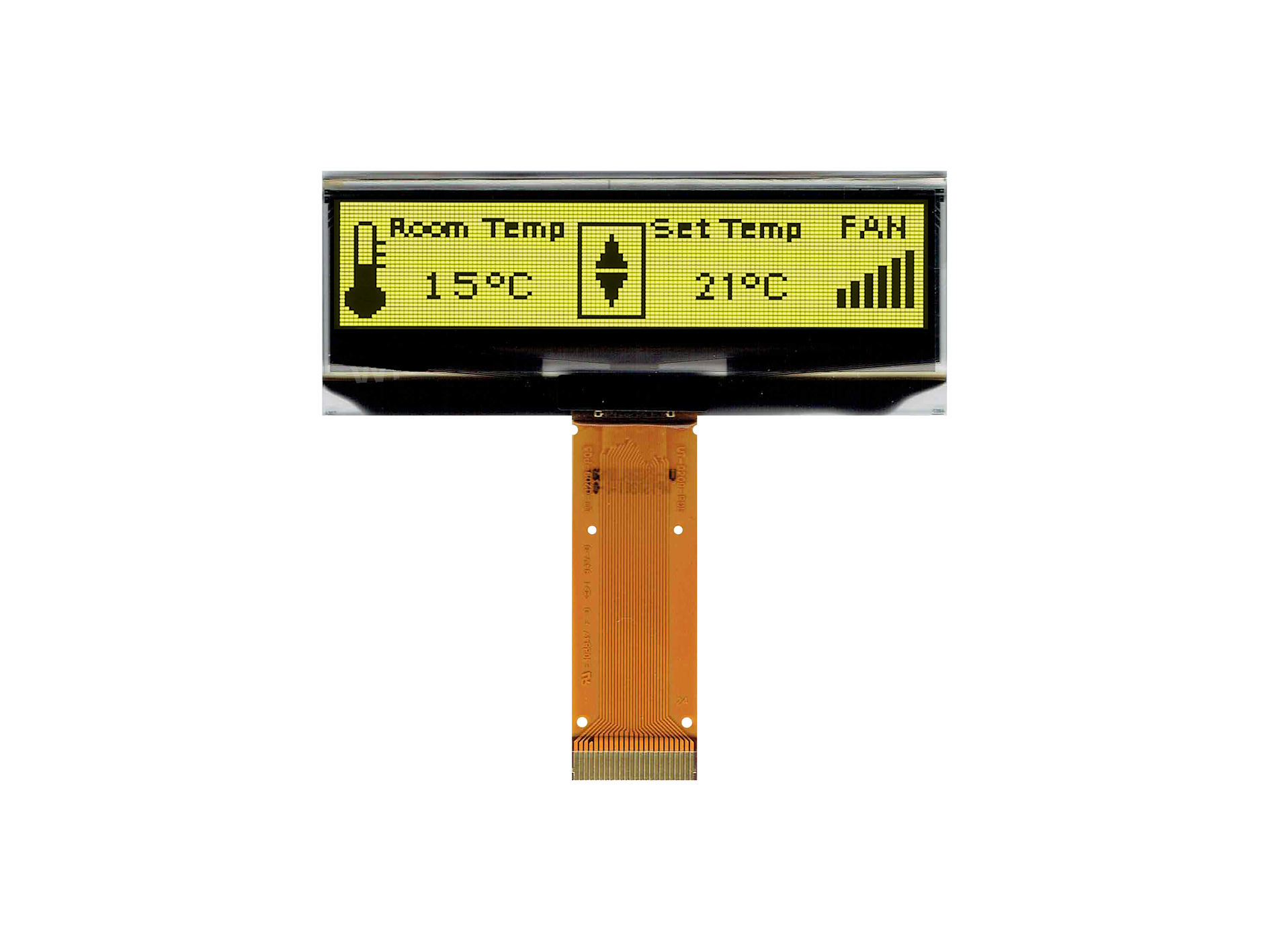 Midas Yellow Passive matrix OLED Display 128 x 32pixels TAB I2C, Parallel, SPI Interface