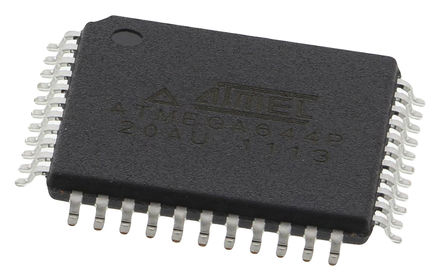 Microchip ATMEGA644P-20AU, 8 bit AVR, ATMEGA644P Microcontroller, 20 MHz, 64kB FLASH, 44-Pin TQFP