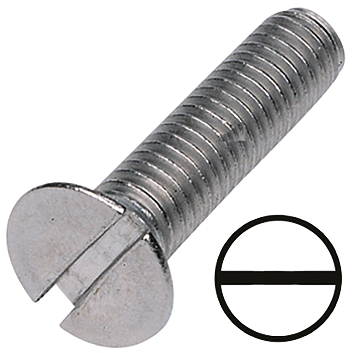 RS PRO Slot M3 Countersunk Steel Machine Screws DIN 963 x 16.0mm