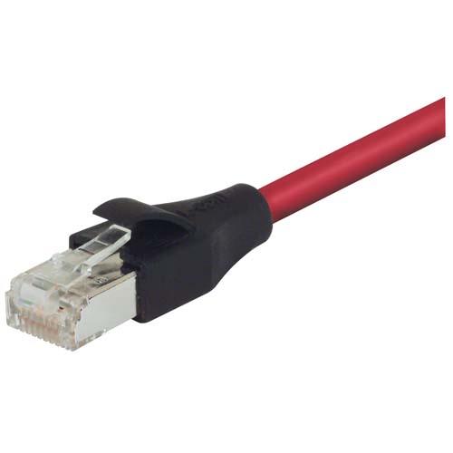 L-ComTRD, 15ft Cat5e, Red RJ45 to Male RJ45 Male, Aluminium/Polyester Foil Shielded, Terminated LSZH Sheath