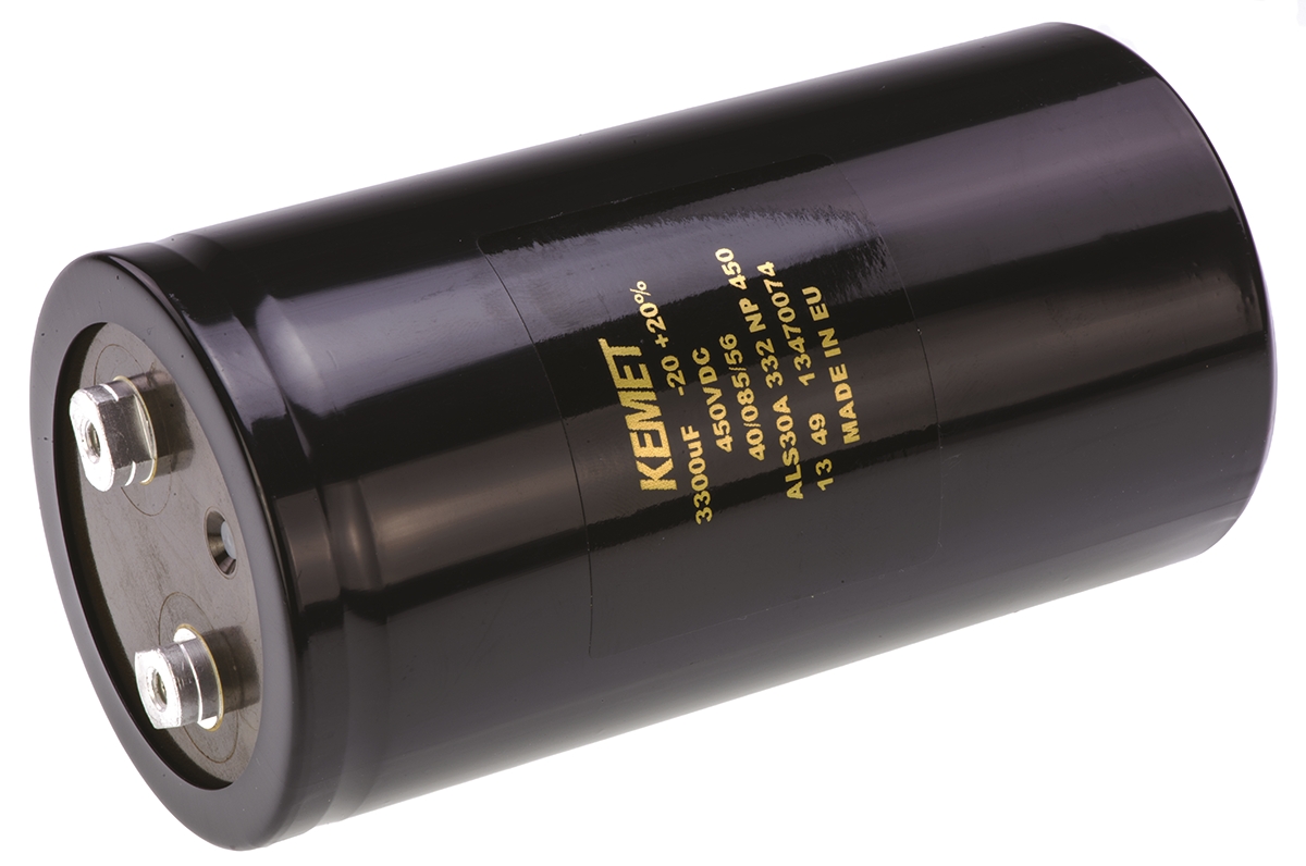 KEMET 3300μF Aluminium Electrolytic Capacitor 450V dc, Screw Terminal - ALS30A332NP450
