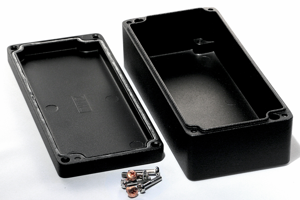 Hammond 1590Z Series Black Die Cast Aluminium Alloy Enclosure, IP68, Flanged, Black Lid, 175 x 52 x 80mm