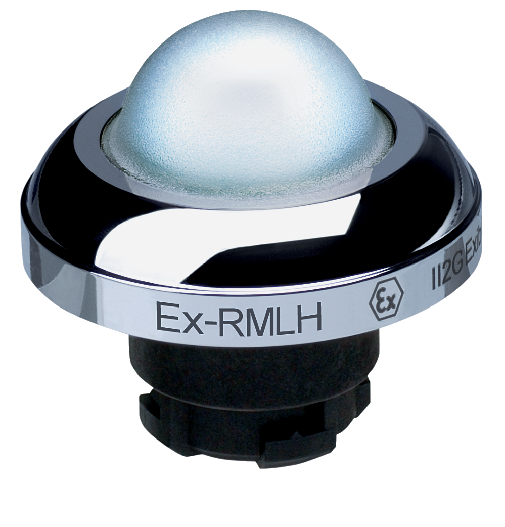 Schmersal EX-RMLH Series White Illuminated Momentary Push Button Head, 22.3mm Cutout, IECEx