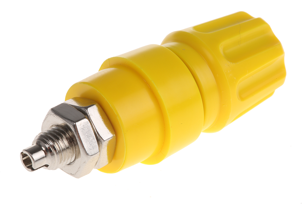 Hirschmann Test & Measurement 63A, Yellow Binding Post With Brass Contacts and Nickel Plated