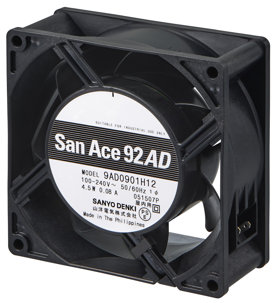 Sanyo Denki San Ace 9AD Series Axial Fan, 100 → 240 V ac, AC Operation, 70.8m³/h, 3W, 60mA Max, 92 x 92 x 38mm