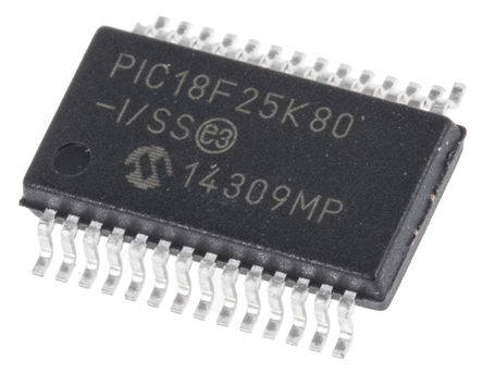 Microchip, 8 bit PIC, PIC18F66K80 Microcontroller, 64 MHz, 32kB FLASH, 28-Pin SSOP