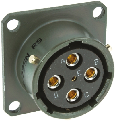 Amphenol Limited, 62GB 5 Way Box Mount MIL Spec Circular Connector ReceptacleGreen, Socket Contacts,Shell Size 14,