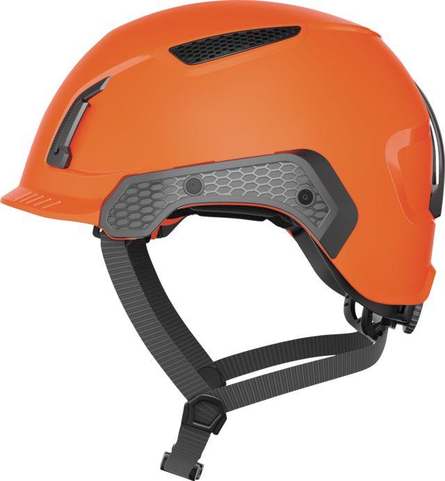 ABUS SPECTOR Orange Safety Helmet with Chin Strap, AdjustableVentilated