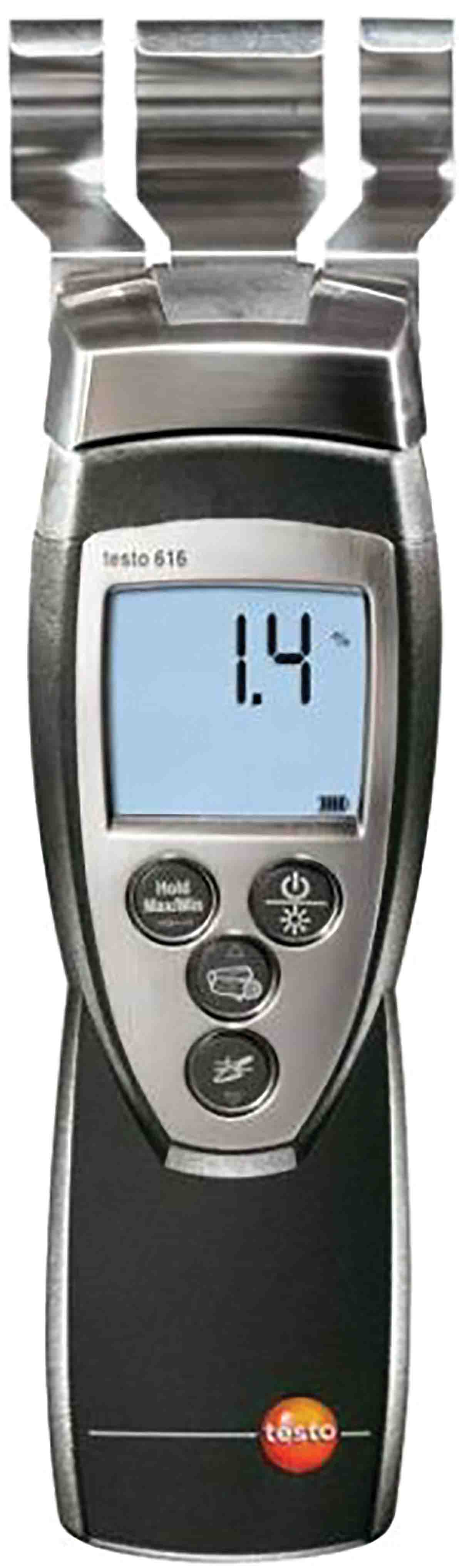 Testo 616 Moisture Meter, 50 % RH Max, 0.1 % Accuracy, LCD Display, Battery-Powered