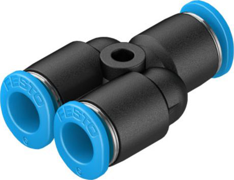 Festo QSMY Series Y Tube-to-Tube Adaptor, Push In 6 mm to Push In 6 mm, Tube-to-Tube Connection Style, 130787