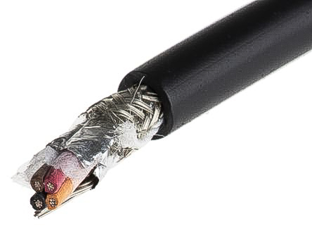 Alpha Wire XTRA-GUARD 2 Control Cable, 4 Cores, 0.23 mm² 24 AWG, Screened, 30 m, Black Polyvinyl Chloride Sheath