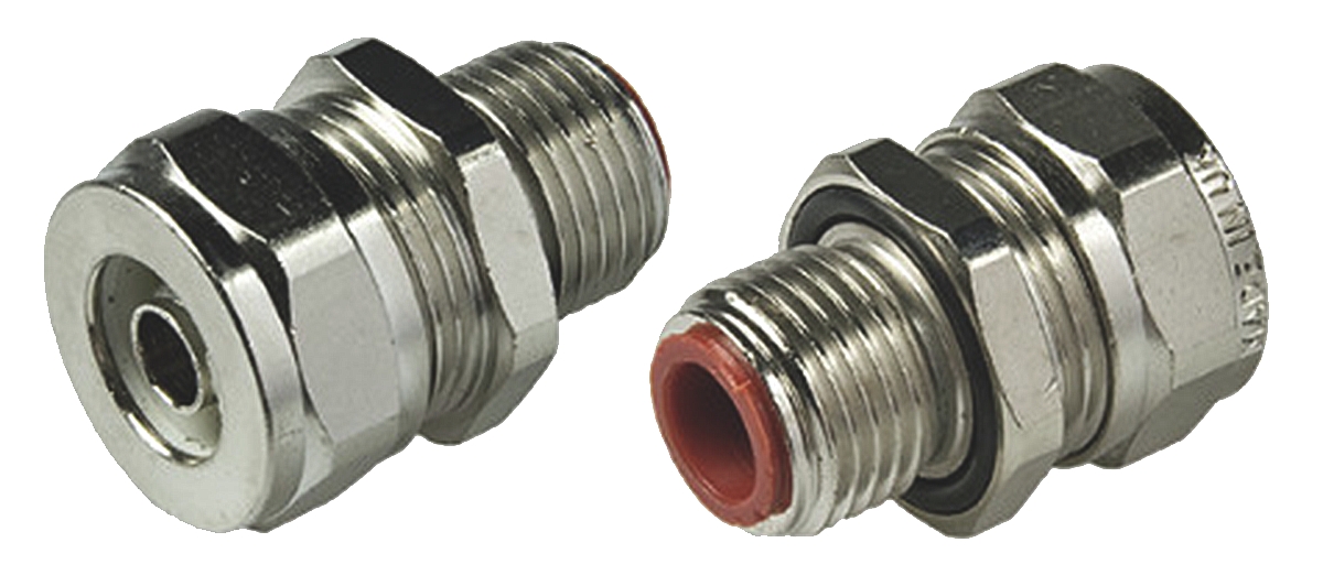 Adaptaflex Straight, Conduit Fitting, 25mm Nominal Size, M25, Brass, Metallic IP67 rating