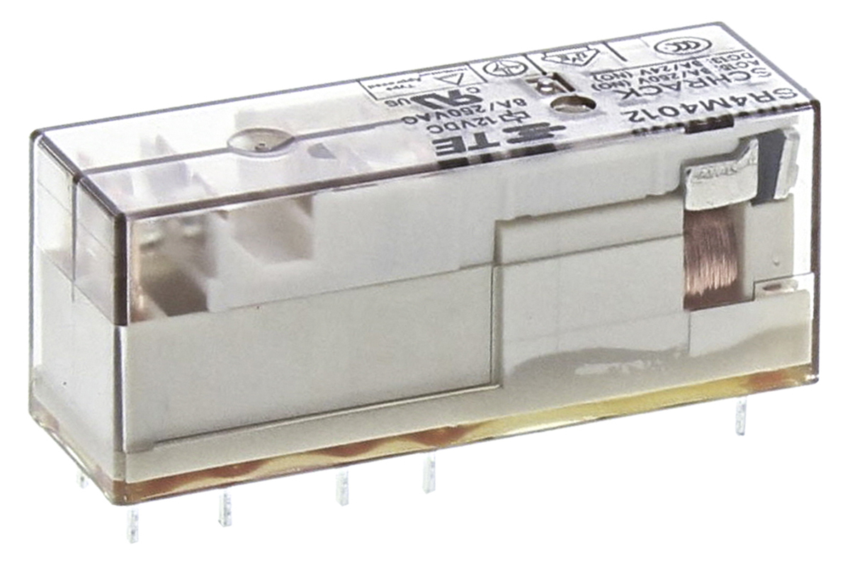 TE Connectivity PCB Mount Force Guided Relay, 12V dc Coil Voltage, 4 Pole, 3PST, SPST