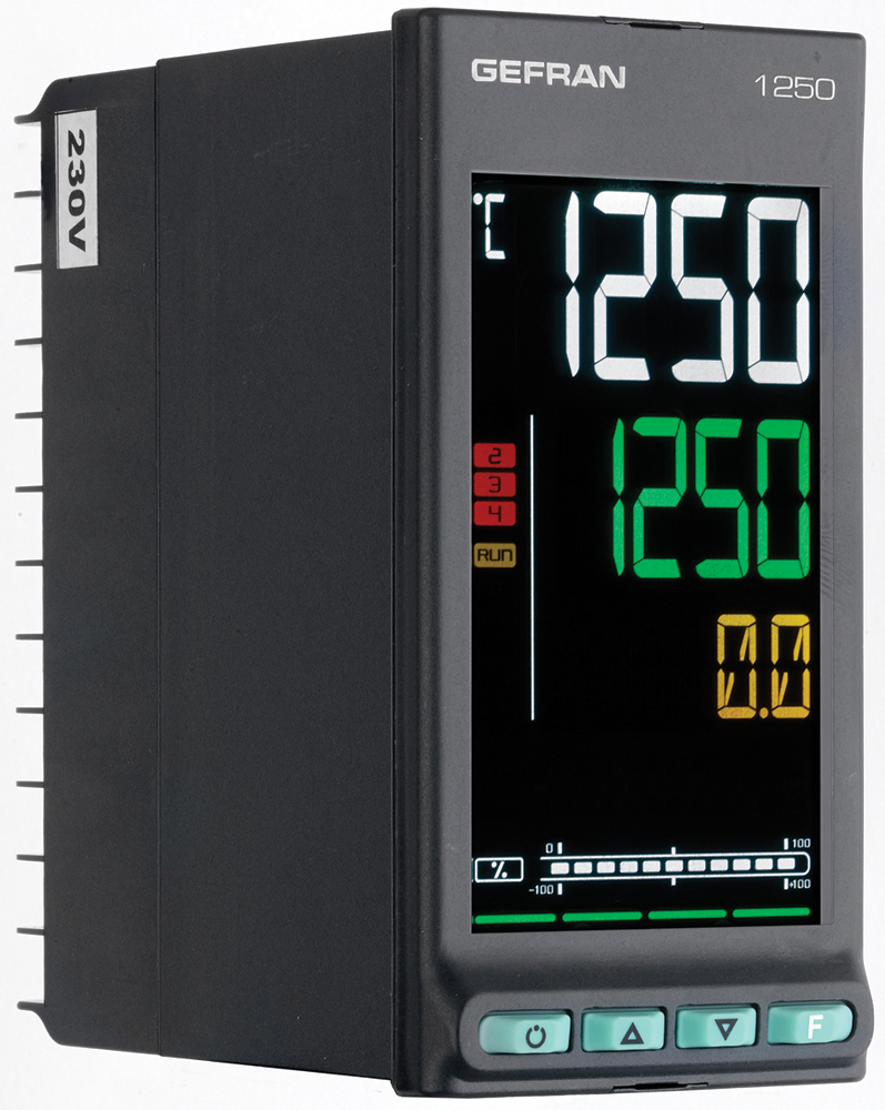 Gefran 1250 PID Temperature Controller, 48 x 96mm, 2 Output Logic, Relay, 20 → 27 V ac/dc Supply Voltage
