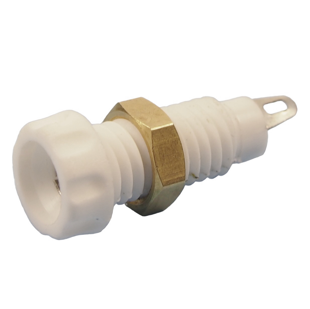 RS PRO White Female Banana Connectors, 4 mm Connector, Screw Termination, 10A, 60V dc, Nickel Plating