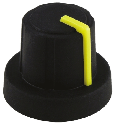 Sifam 18.9mm Black Potentiometer Knob for 6mm Shaft Splined, 3/03/TPN130-006/237/239