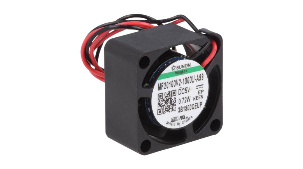 Sunon Axial Fan, 5 V dc, dc Operation, 1.5cfm, 400mW, 80mA Max, 20 x 20 x 10mm