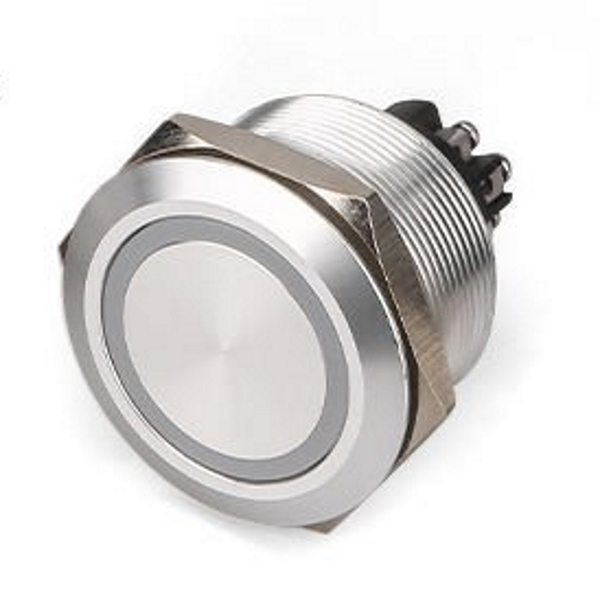 RS PRO Illuminated Push Button Switch, Momentary, Panel Mount, 30.2mm Cutout, DPST, Green LED, 250V ac, IP65