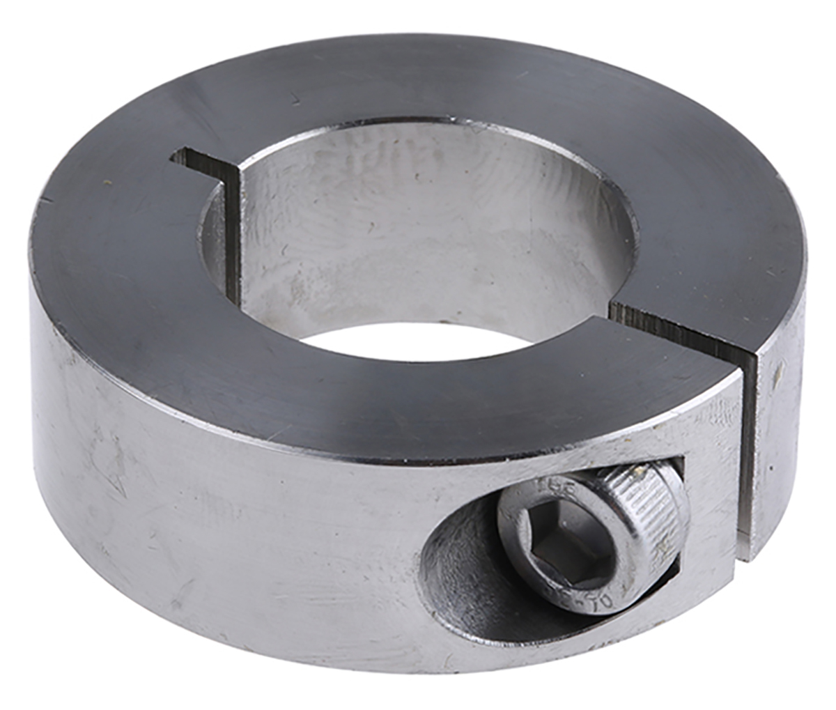 Huco Shaft Collar, One Piece, Clamp Screw, Bore 25mm, OD 45mm, W 15mm, Stainless Steel