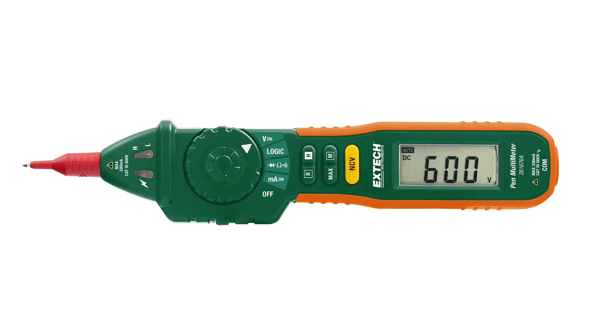 Extech 381676A LCD Multimeter, 200mA ac Max, 200mA dc Max, 600V ac Max