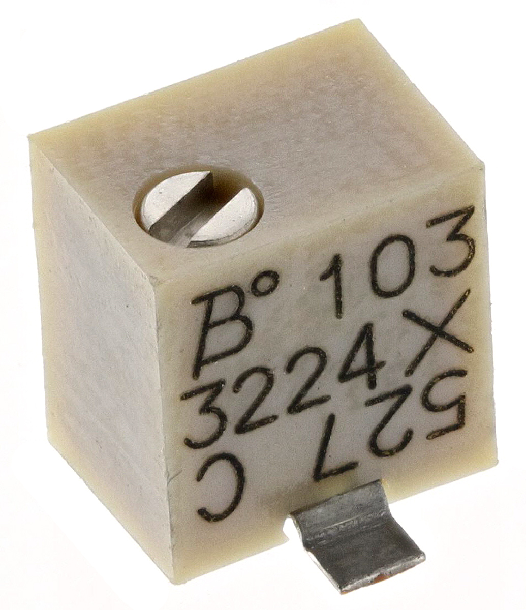 10kΩ, SMD Trimmer Potentiometer 0.25W Top Adjust Bourns, 3224