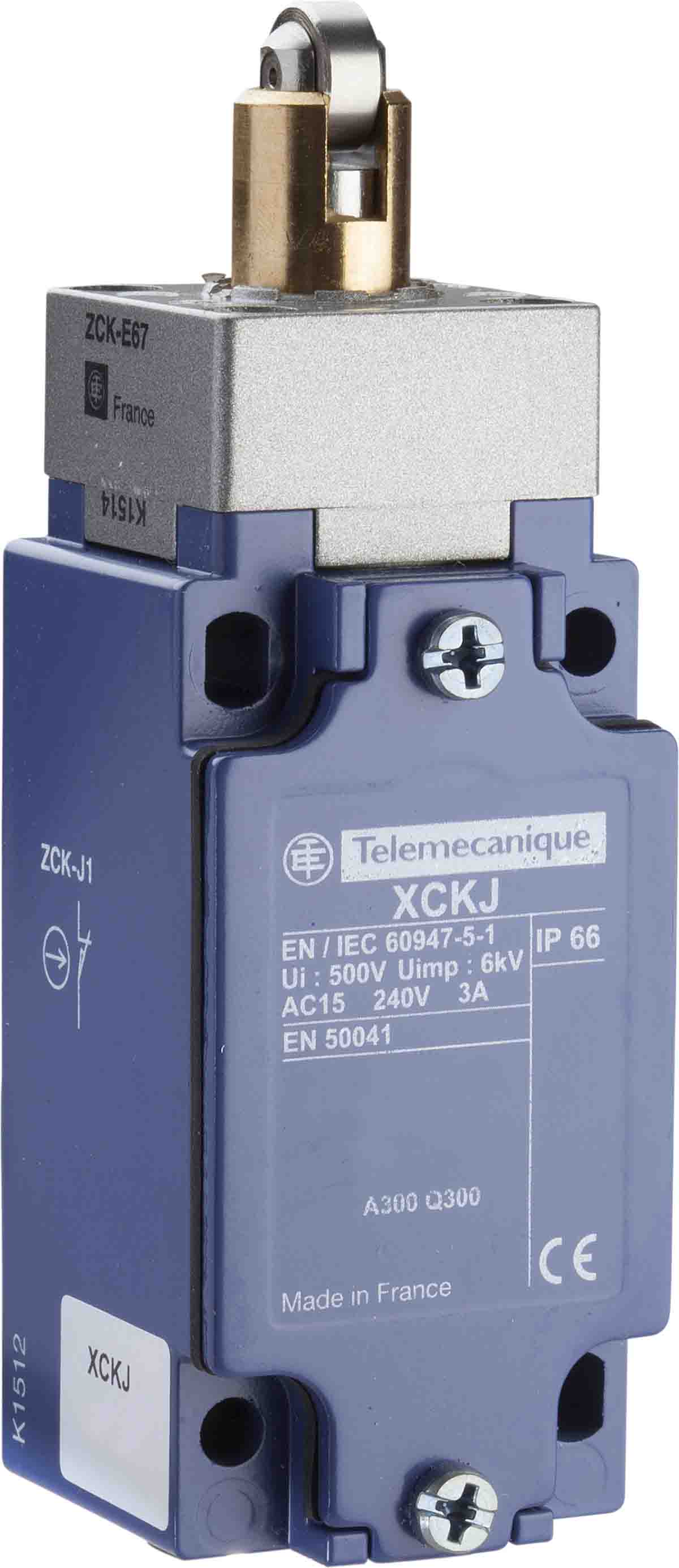 Telemecanique Sensors XCKJ Series Plunger Limit Switch, 1NC/1NO, IP66, IP67, Zinc Alloy Housing, 10A Max
