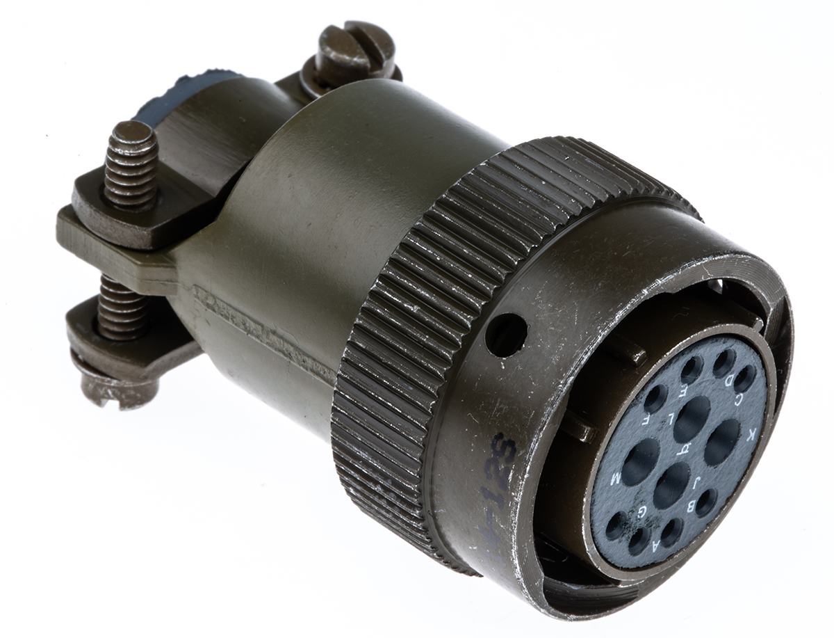 ITT Cannon, KPT, Copper Alloy 12 Way Cable Mount MIL Spec Circular Connector Plug, Socket Contacts,Shell Size 14,