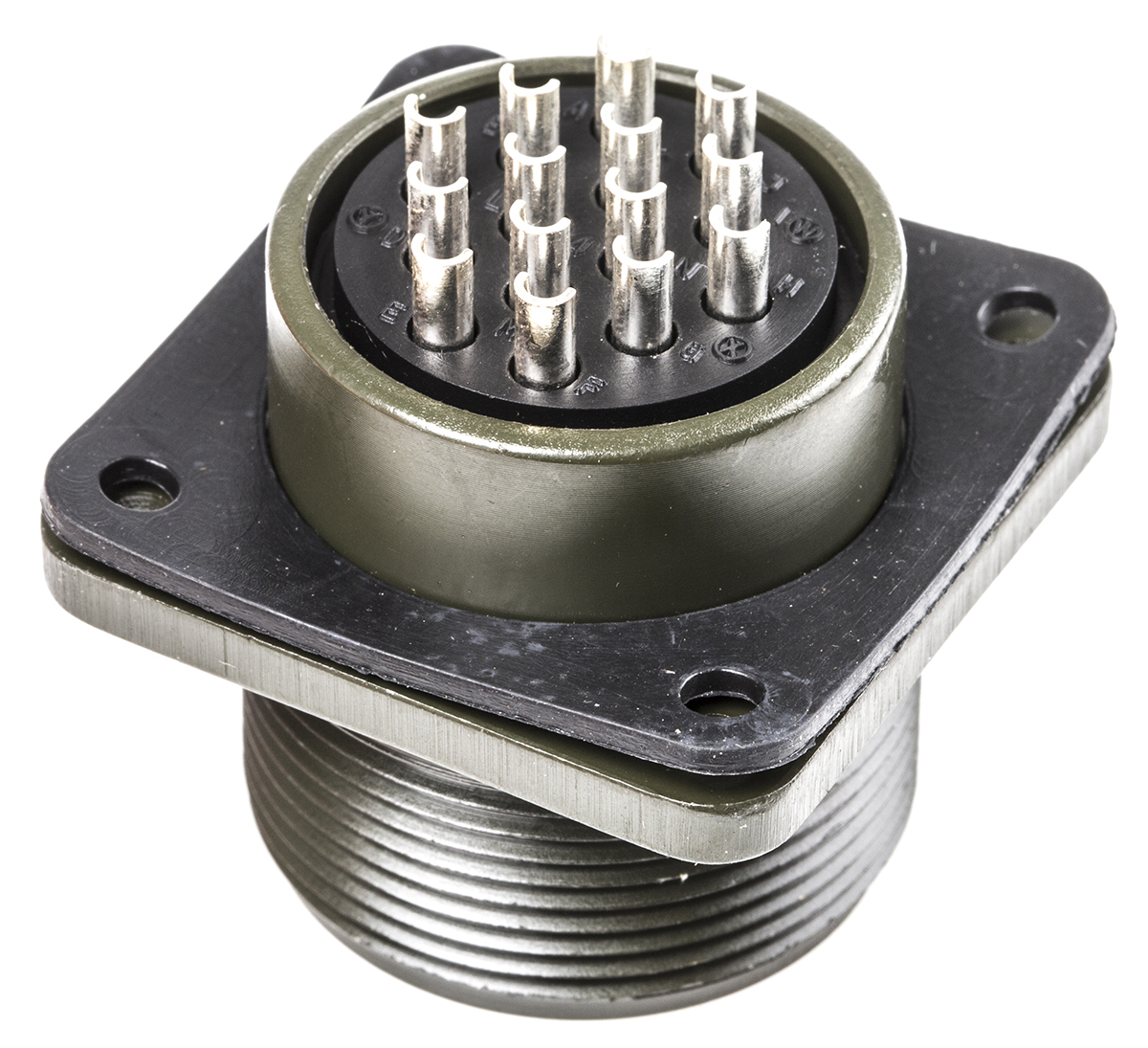 Amphenol Industrial, MS3102A, Copper Alloy 14 Way Box Mount MIL Spec Circular Connector Receptacle, Pin Contacts,Shell