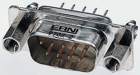 Provertha TMC 9 Way Through Hole D-sub Connector Plug, with 4-40 UNC screwlocks