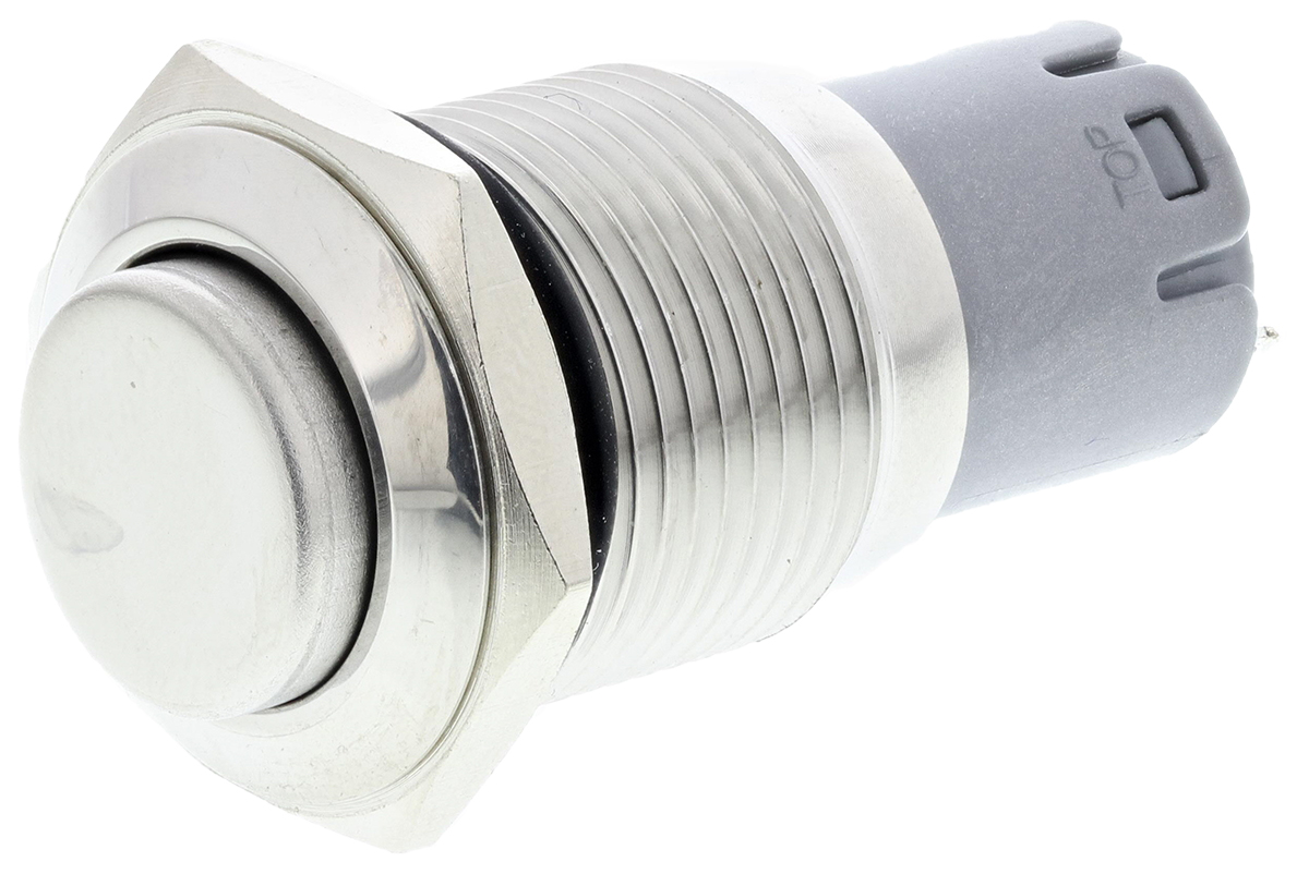 RS PRO Push Button Switch, Momentary, Panel Mount, 16mm Cutout, SPDT, 250V ac, IP65, IP67