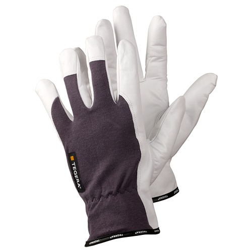 Tegera TEGERA Grey, White Unlined Leather Work Gloves, Size 14